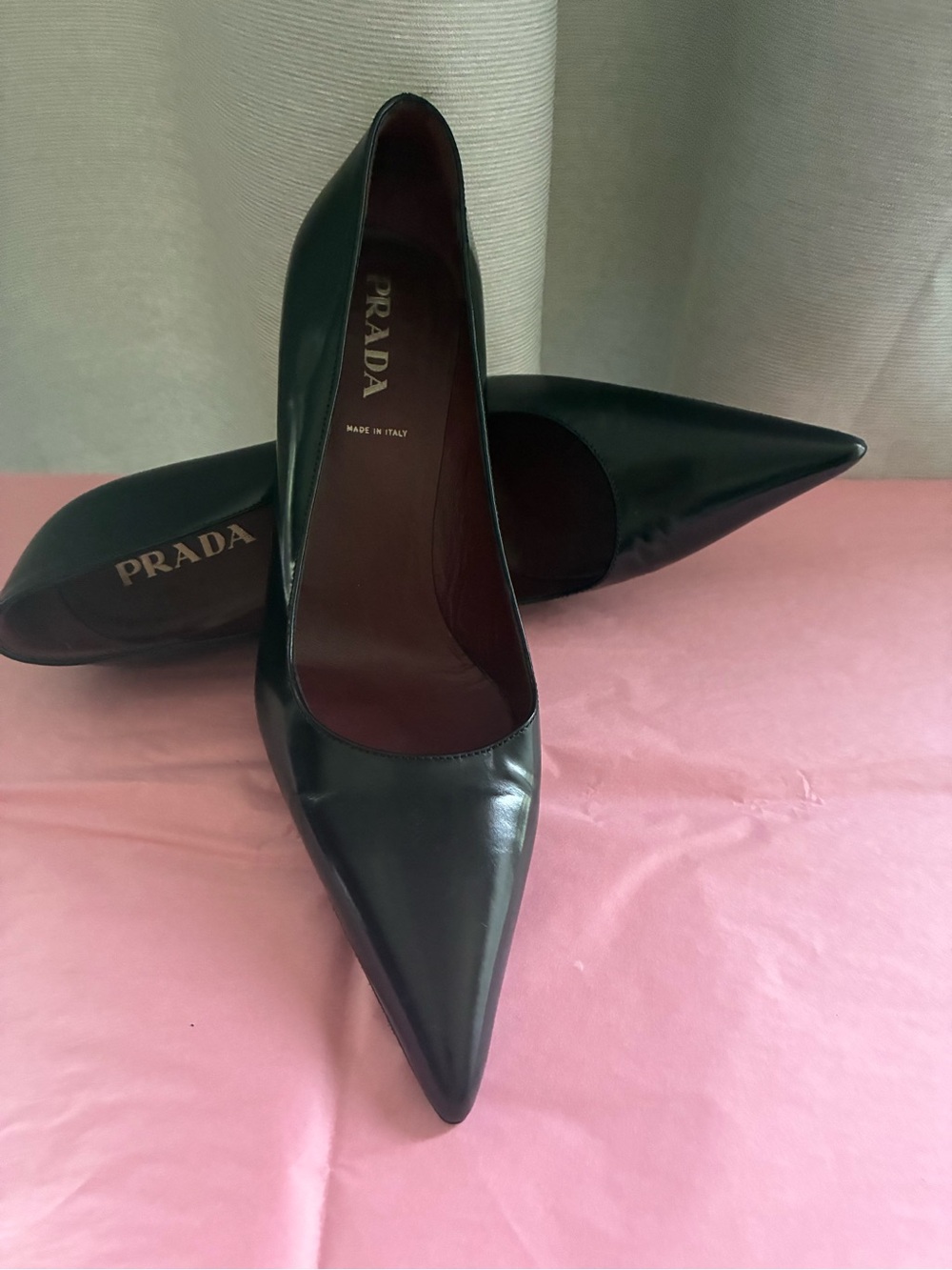 Prada Black Pointed Leather Stiletto Pumps